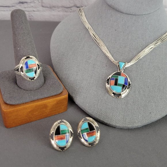 CAROLYN POLLACK 10-Strand Liquid Silver Necklace, Pendant, Earrings & Ri… - Picture 1 of 16